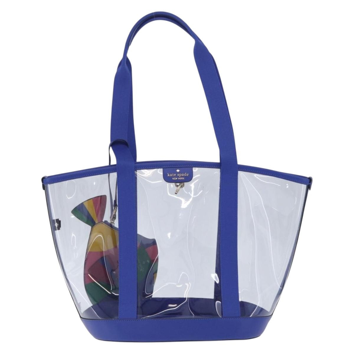 kate spade Tote Bag Leather Vinyl Blue Auth 214957A