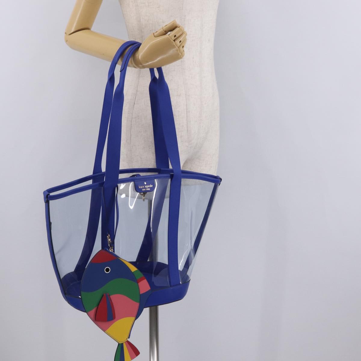 kate spade Tote Bag Leather Vinyl Blue Auth 214957A