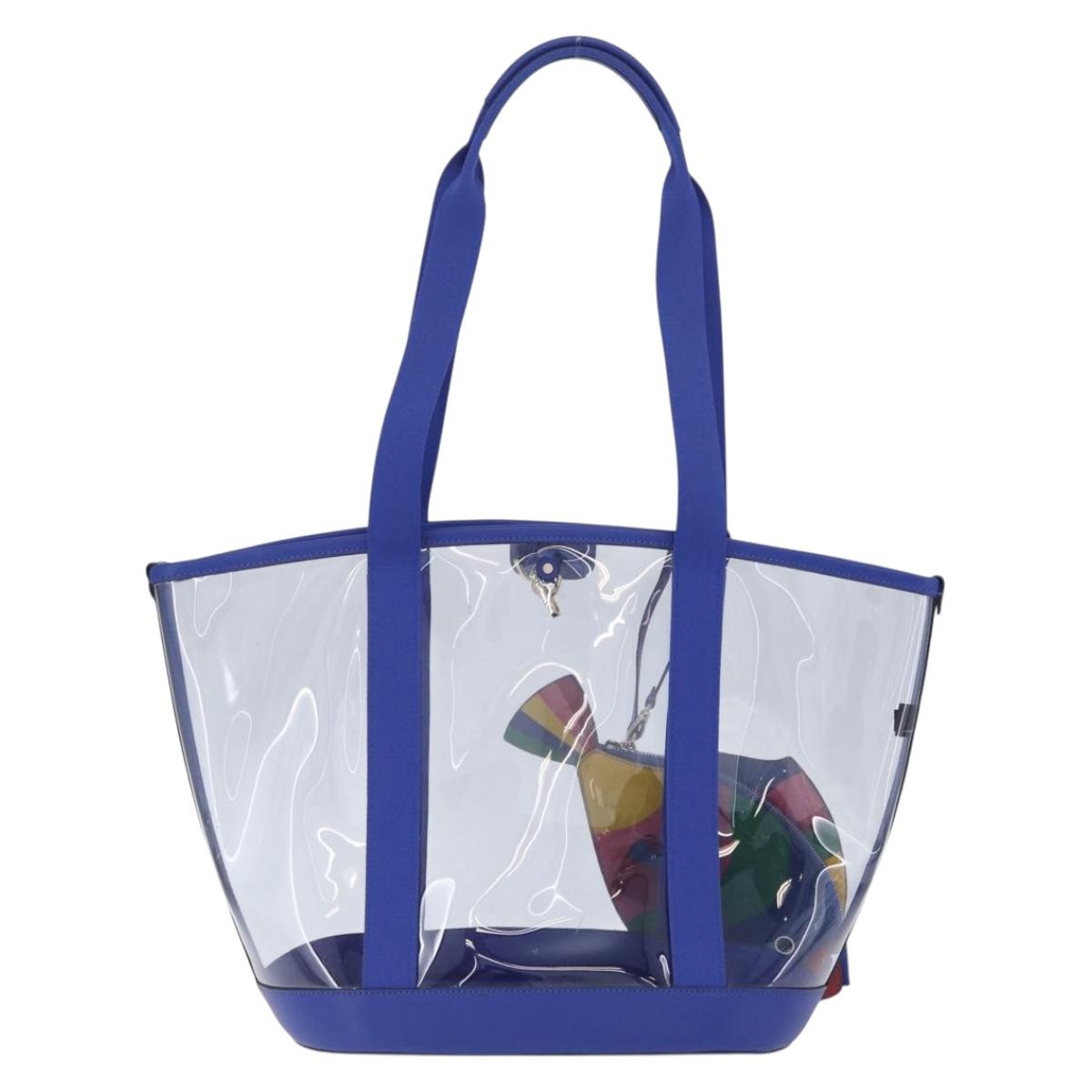 kate spade Tote Bag Leather Vinyl Blue Auth 214957A