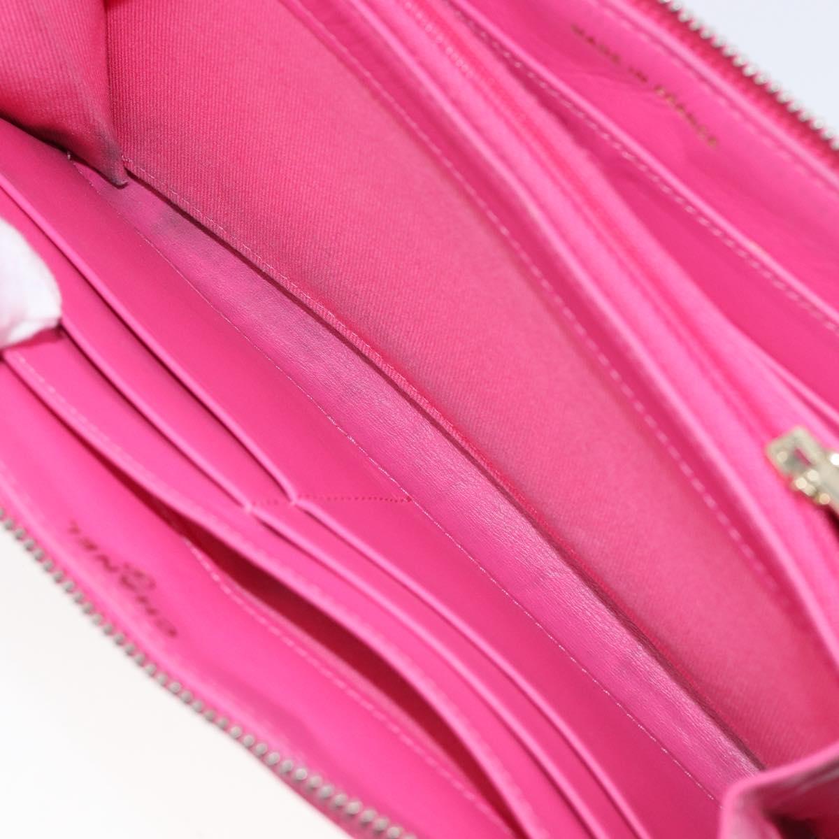 CHANEL Matelasse Wallet Caviar Skin Pink Gold CC Auth 214961M