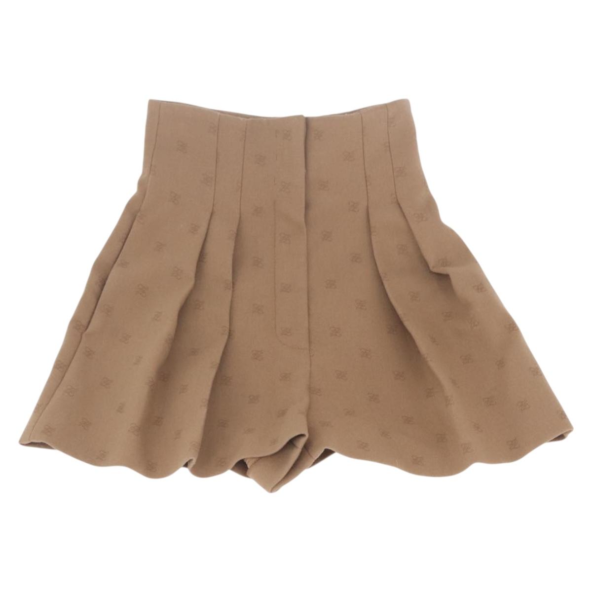 FENDI Skirt Wool Beige Auth 214962M