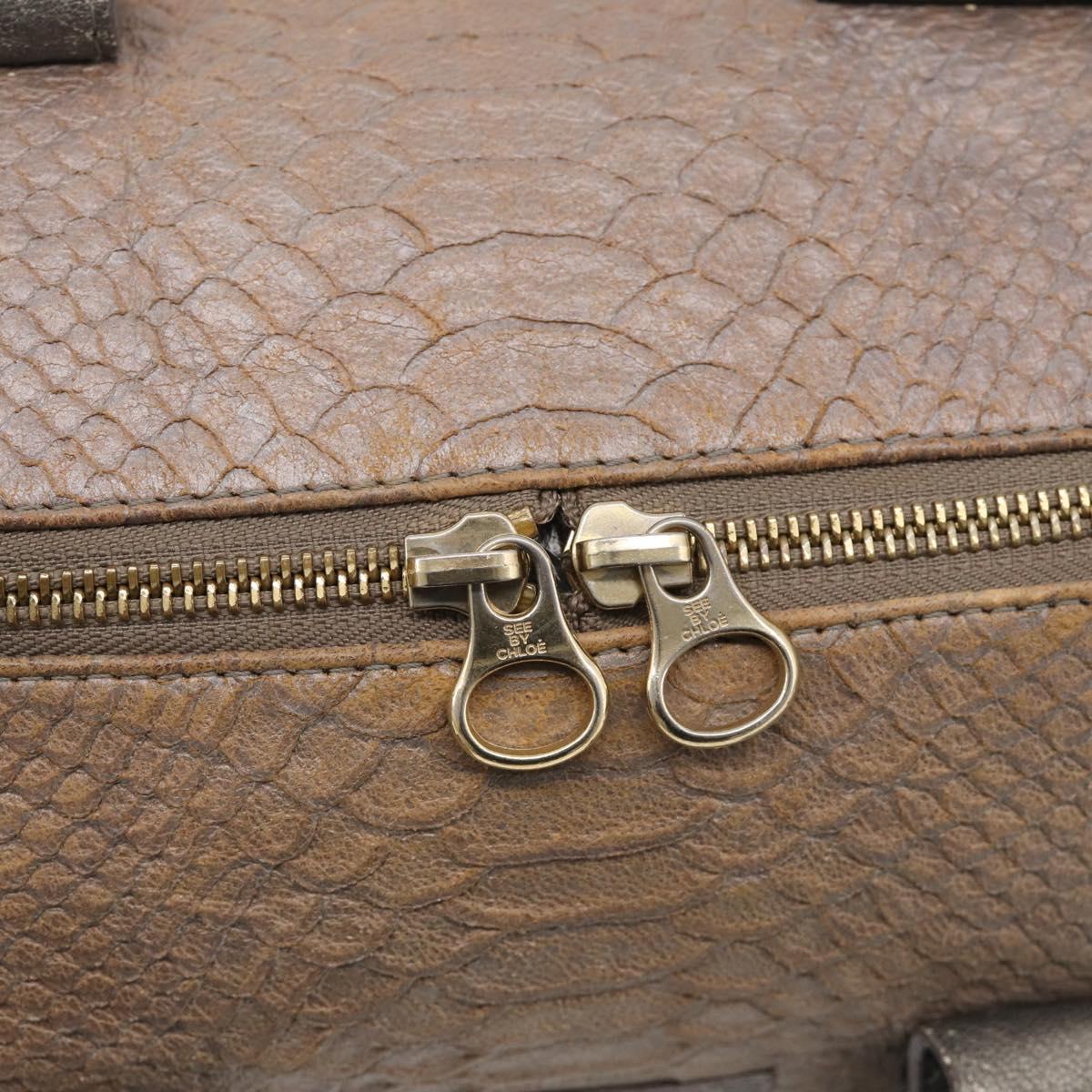 See By Chloe Shoulder Bag Leather Beige Gold Auth 214967A