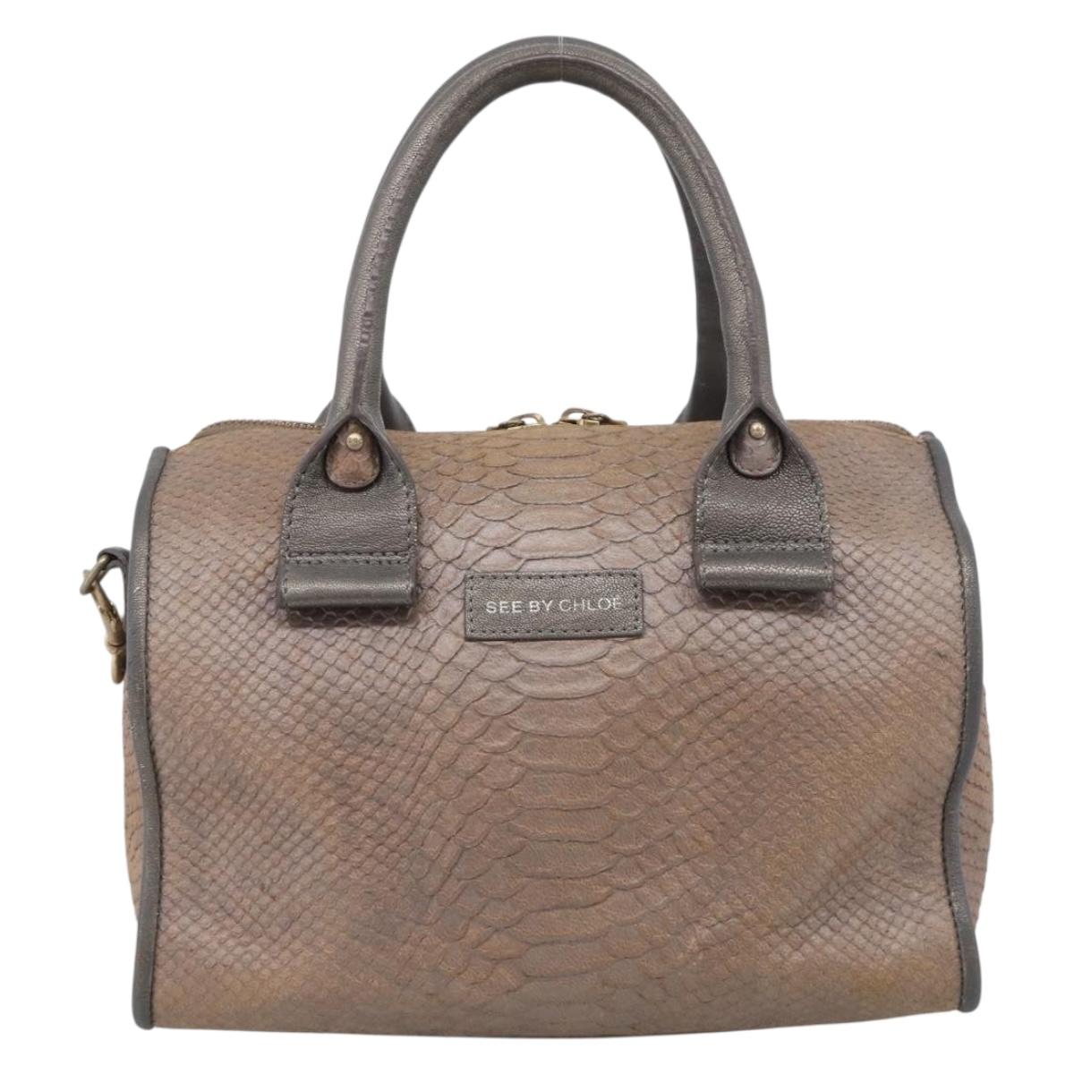 See By Chloe Shoulder Bag Leather Beige Gold Auth 214967A