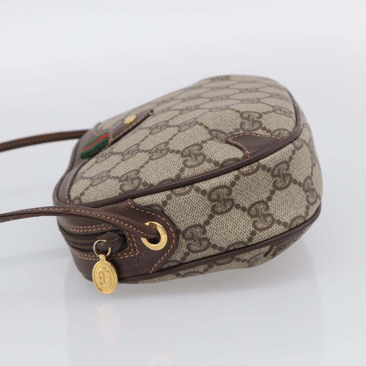GUCCI GG Supreme Web Sherry Line Bag PVC Beige Gold 156 02 066 Auth 214970