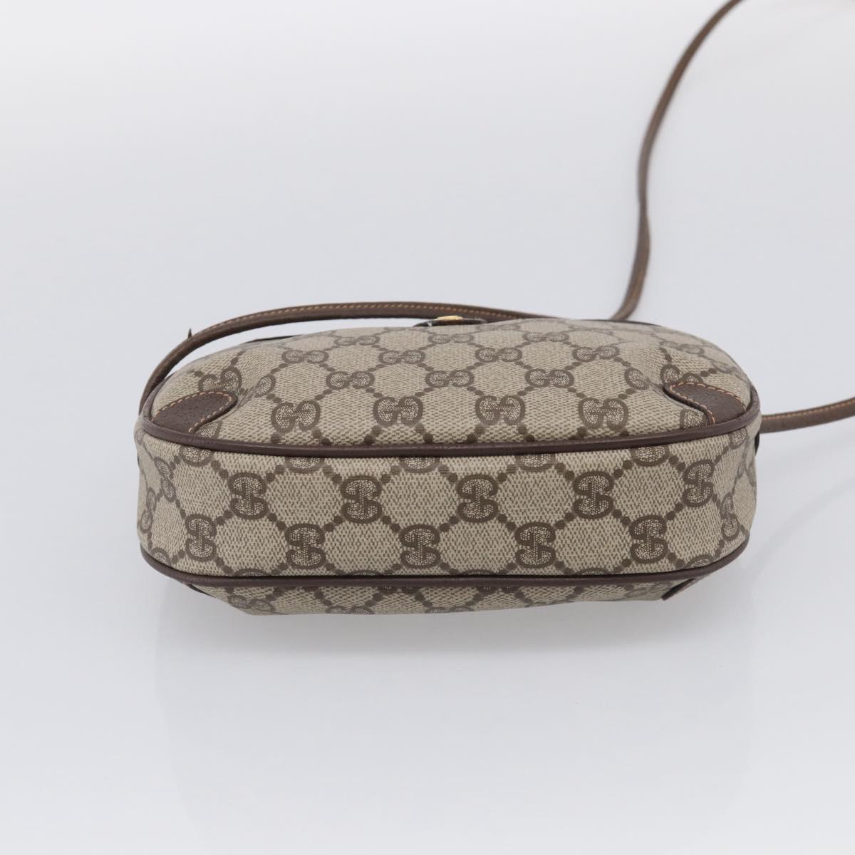 GUCCI GG Supreme Web Sherry Line Bag PVC Beige Gold 156 02 066 Auth 214970