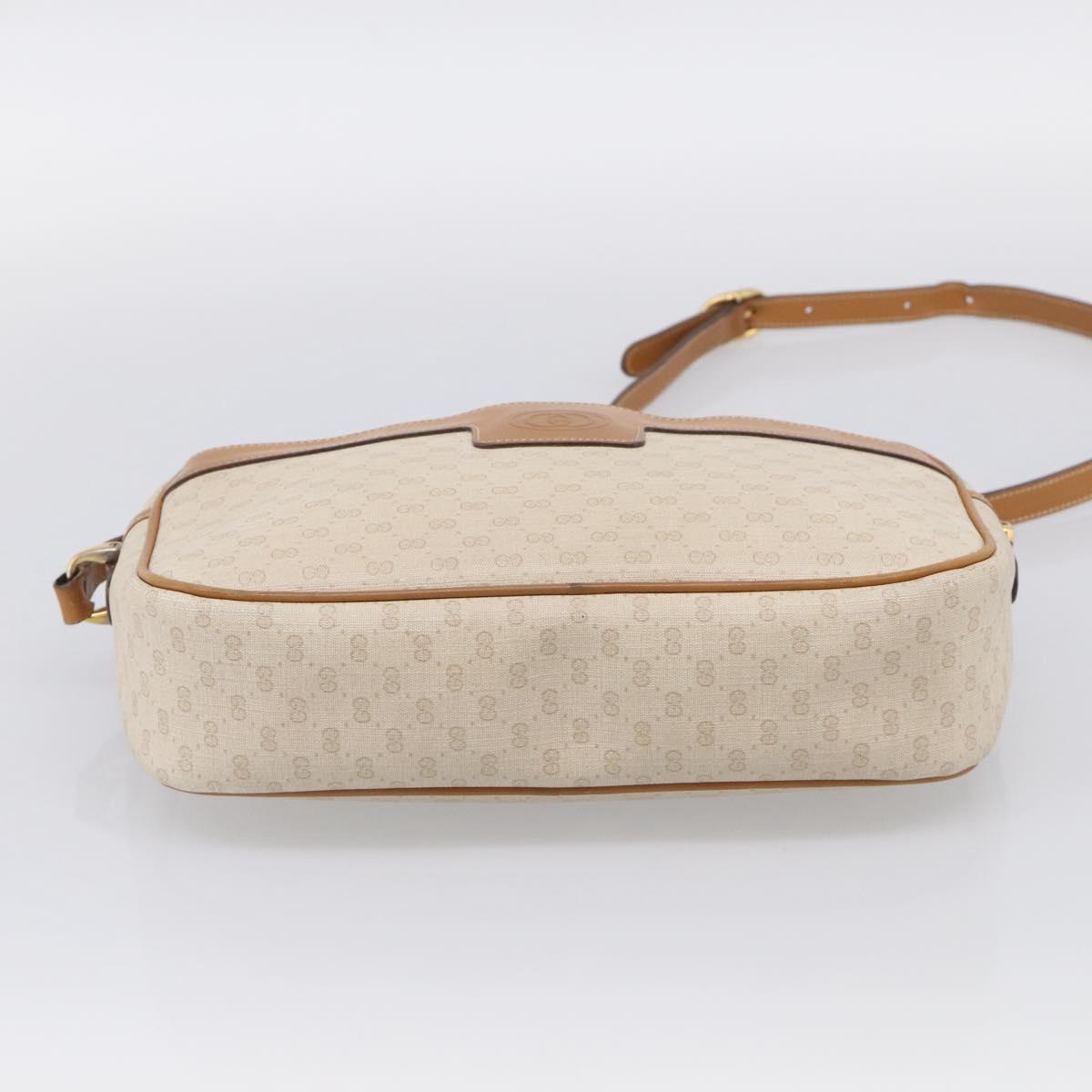 GUCCI Micro GG Supreme Shoulder Bag PVC Beige Gold Auth 215187