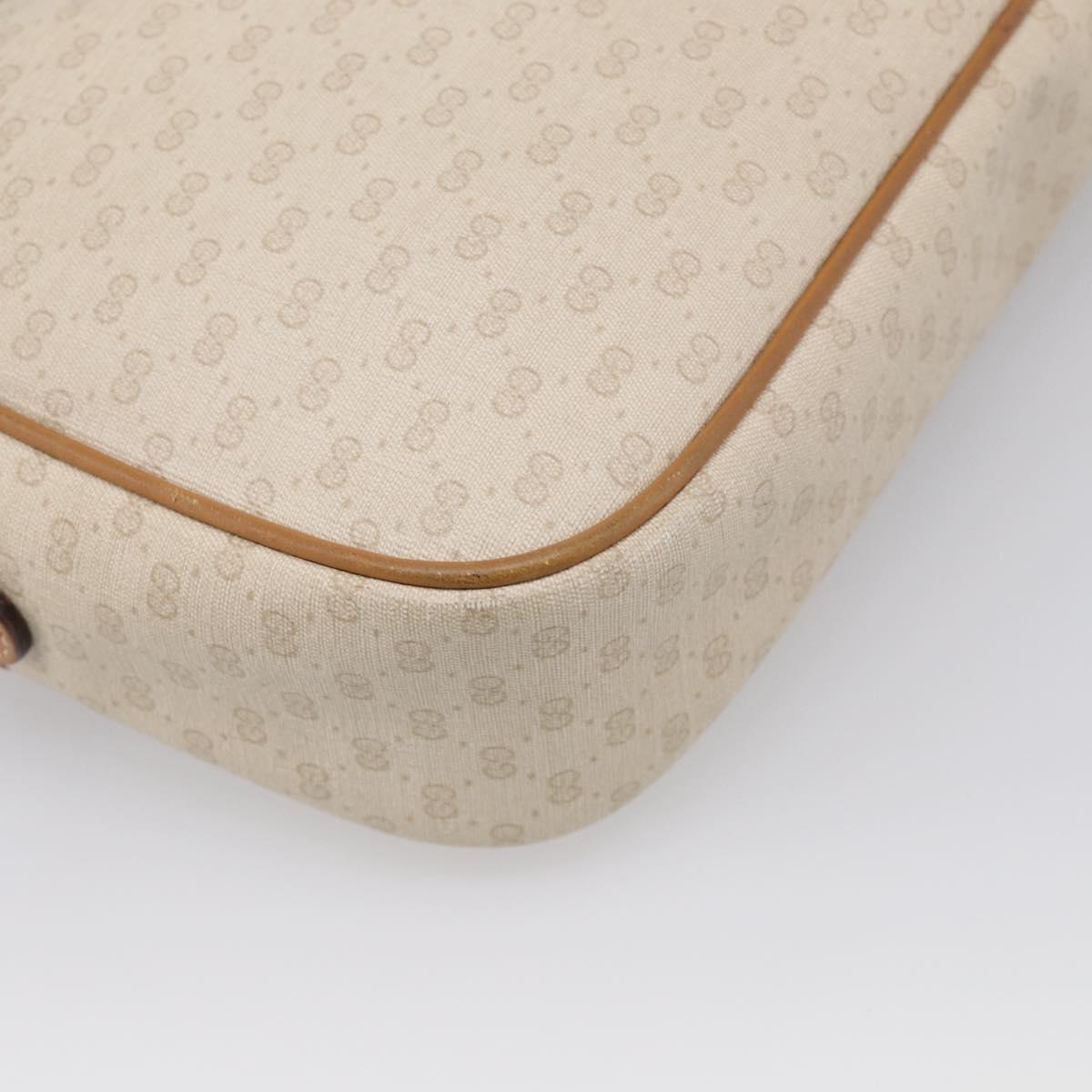GUCCI Micro GG Supreme Shoulder Bag PVC Beige Gold Auth 215187
