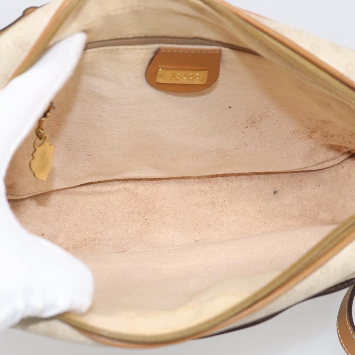 GUCCI Micro GG Supreme Shoulder Bag PVC Beige Gold Auth 215187