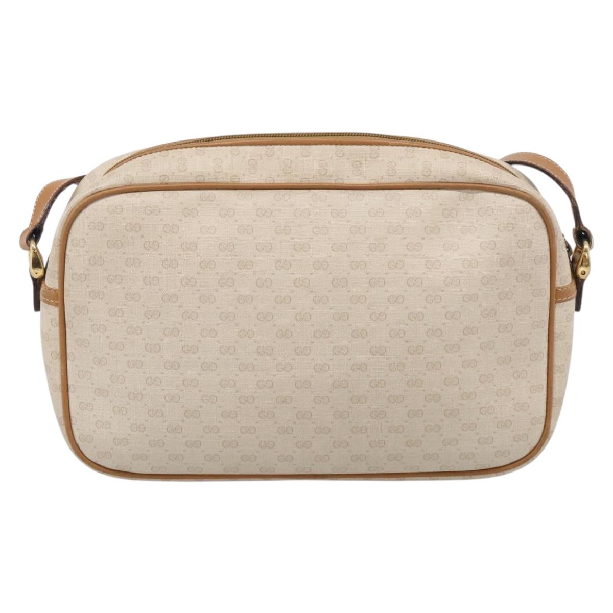GUCCI Micro GG Supreme Shoulder Bag PVC Beige Gold Auth 215187
