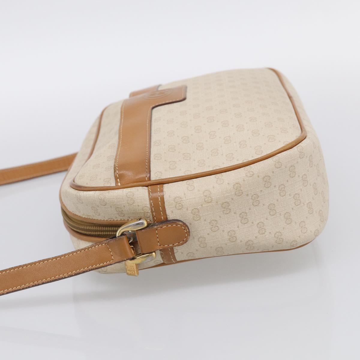 GUCCI Micro GG Supreme Shoulder Bag PVC Beige Gold Auth 215187