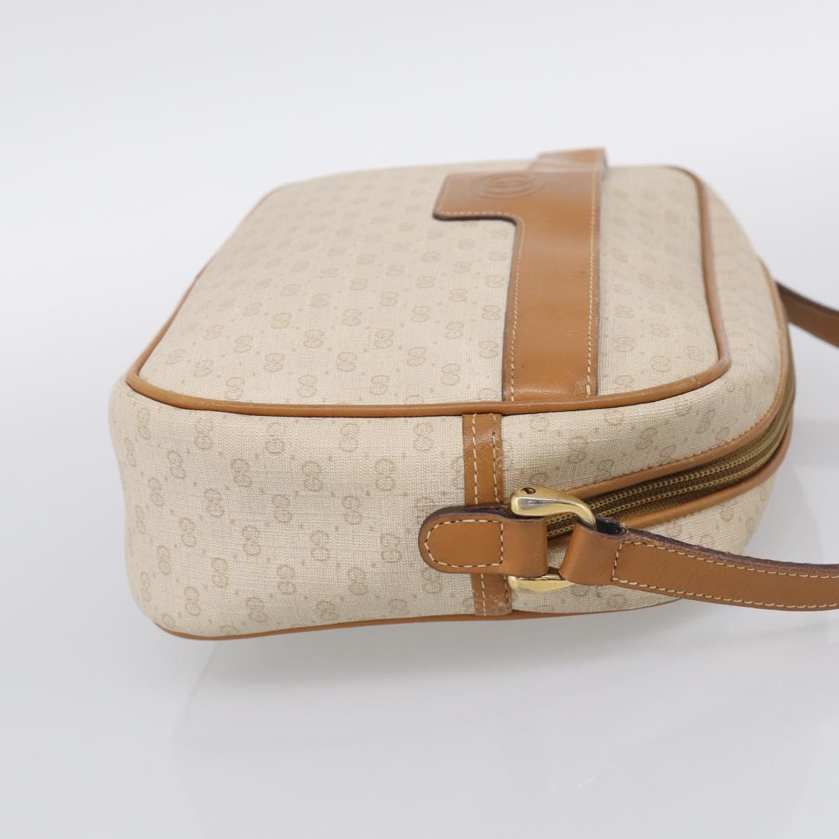 GUCCI Micro GG Supreme Shoulder Bag PVC Beige Gold Auth 215187