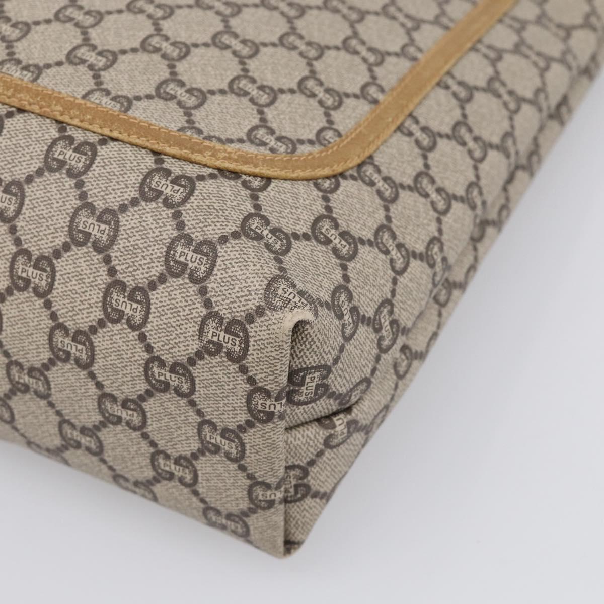 GUCCI GG Plus Supreme Tote Bag PVC Beige Gold Auth 215189