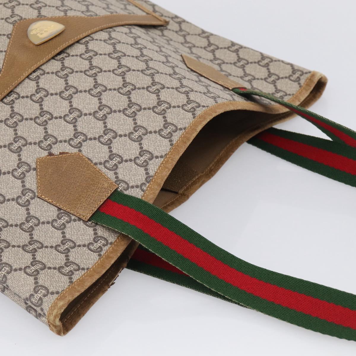 GUCCI GG Plus Supreme Tote Bag PVC Beige Gold Auth 215189