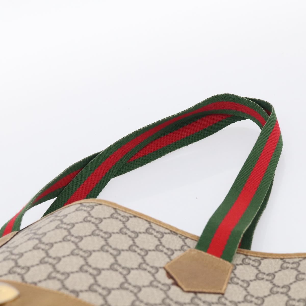 GUCCI GG Plus Supreme Tote Bag PVC Beige Gold Auth 215189