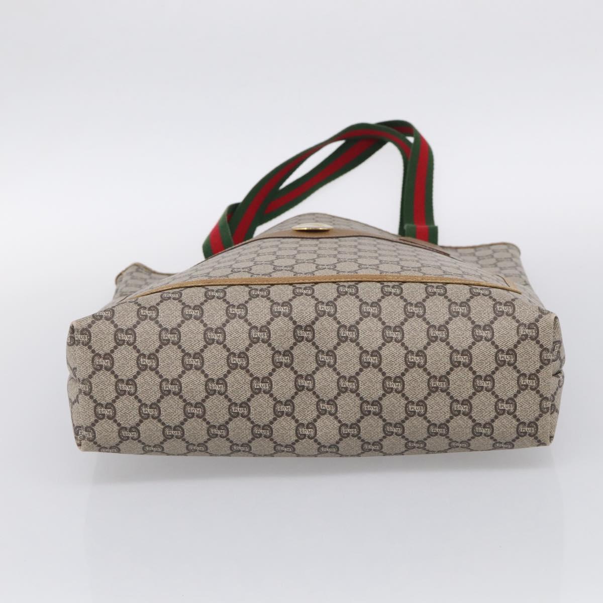GUCCI GG Plus Supreme Tote Bag PVC Beige Gold Auth 215189