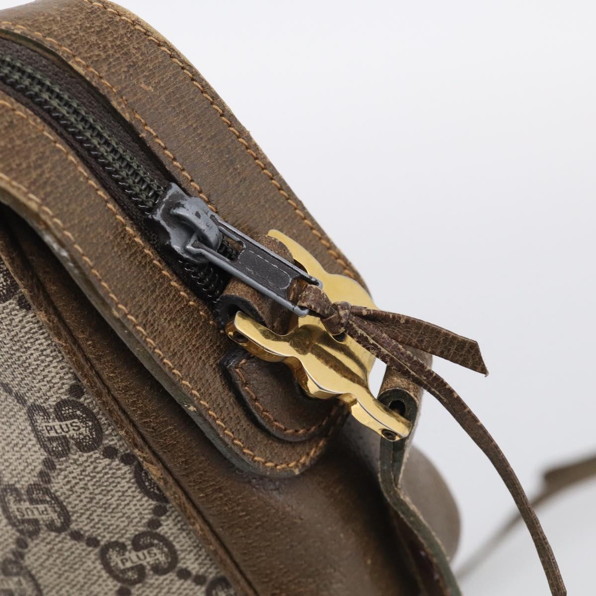 GUCCI GG Plus Supreme Shoulder Bag PVC Leather Beige Gold Auth 215190