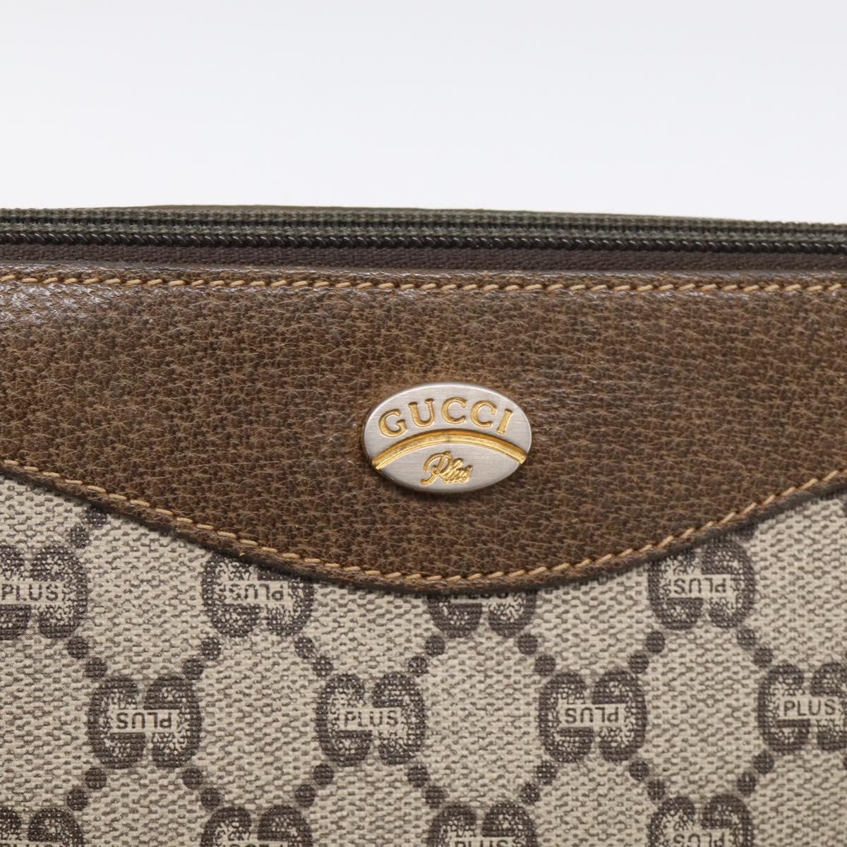 GUCCI GG Plus Supreme Shoulder Bag PVC Leather Beige Gold Auth 215190