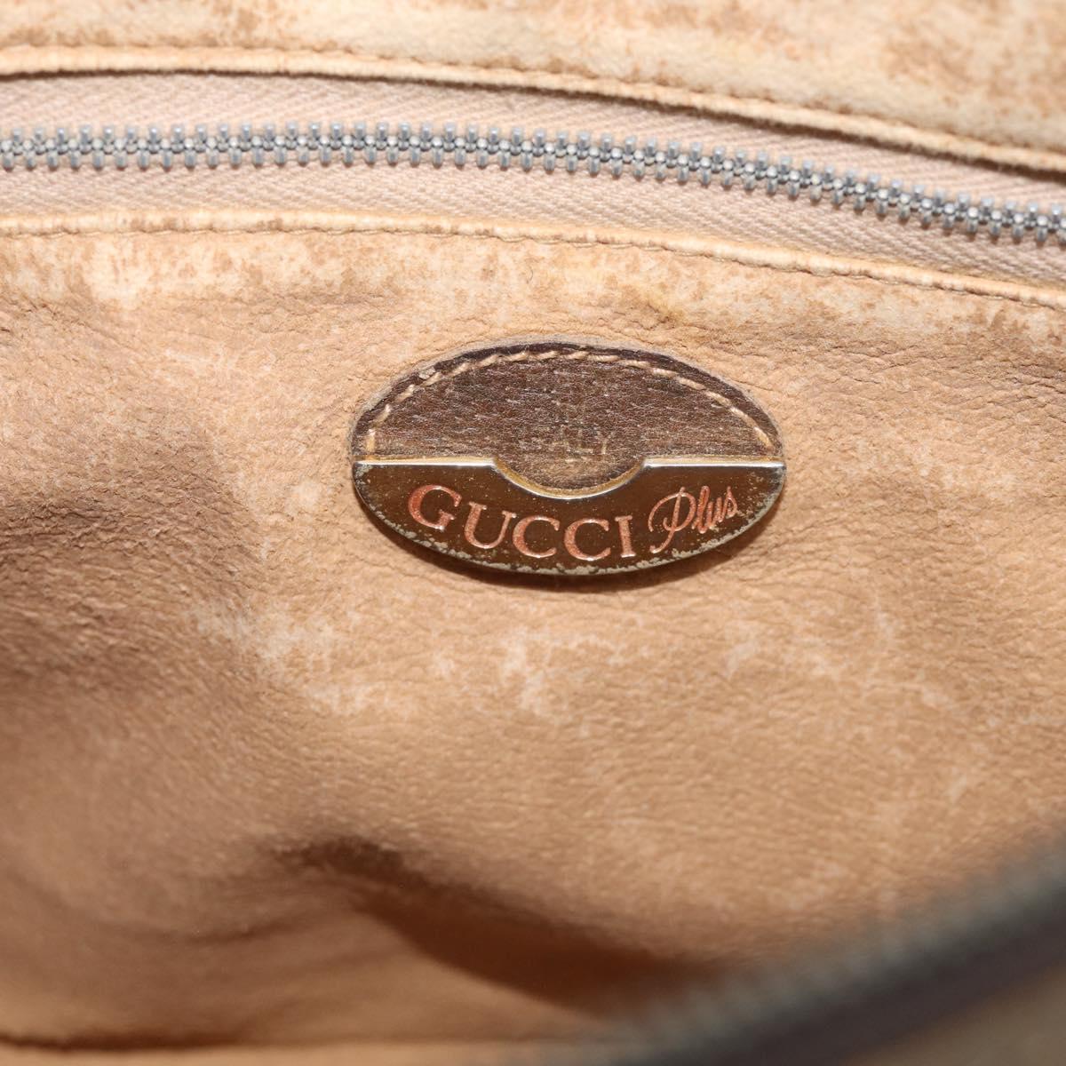 GUCCI GG Plus Supreme Shoulder Bag PVC Leather Beige Gold Auth 215190