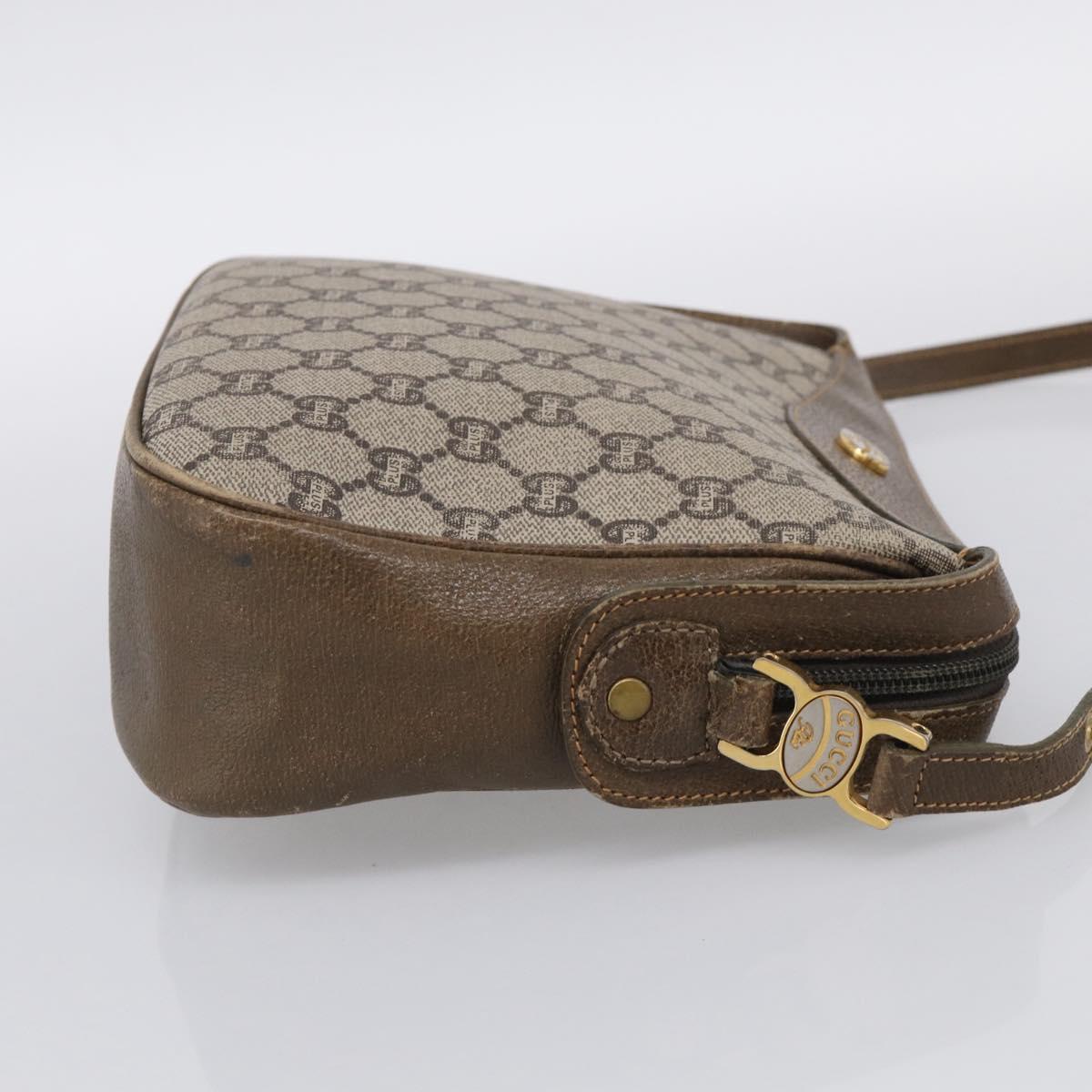 GUCCI GG Plus Supreme Shoulder Bag PVC Leather Beige Gold Auth 215190