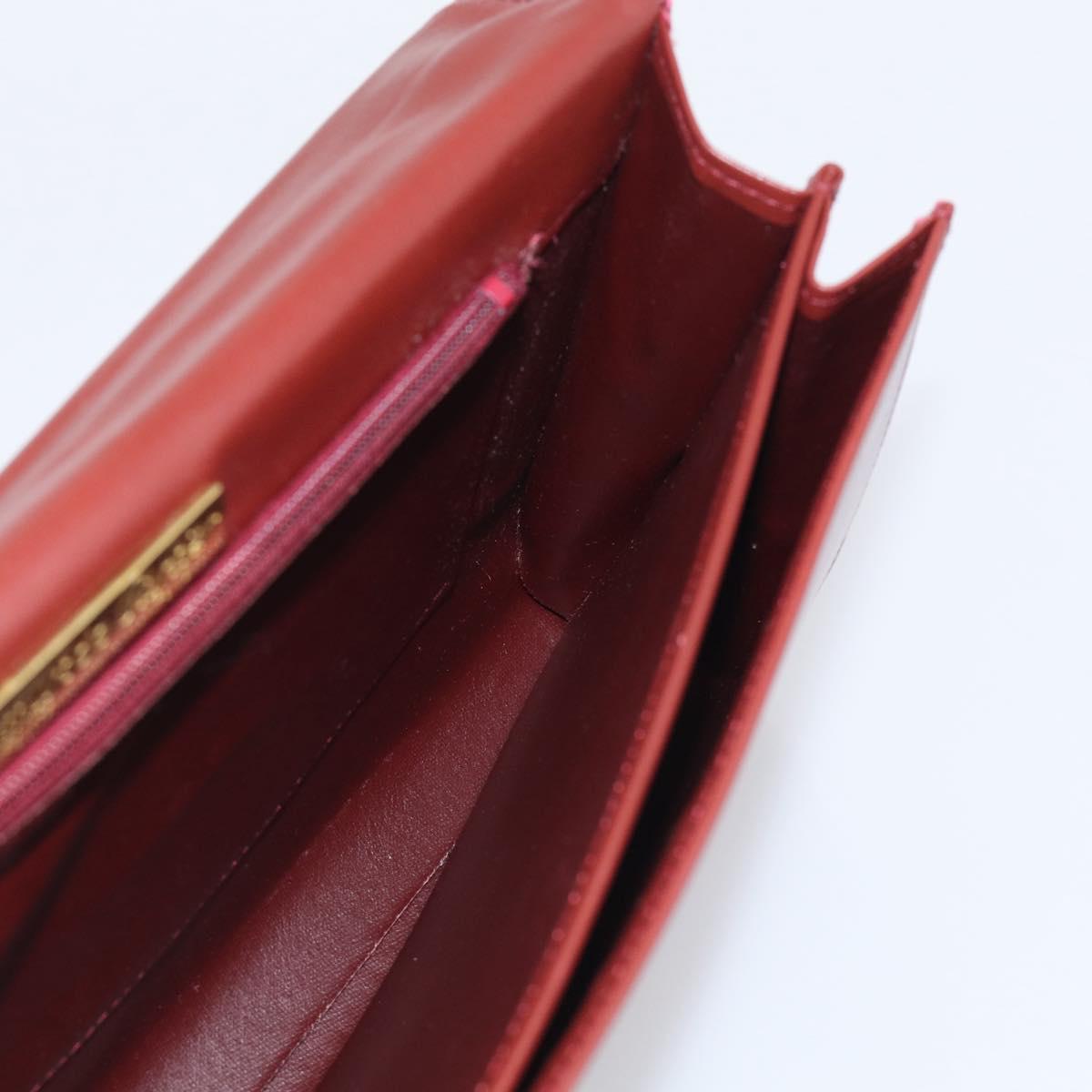 Cartier Must Line Clutch Bag Leather Bordeaux Gold Auth 215191