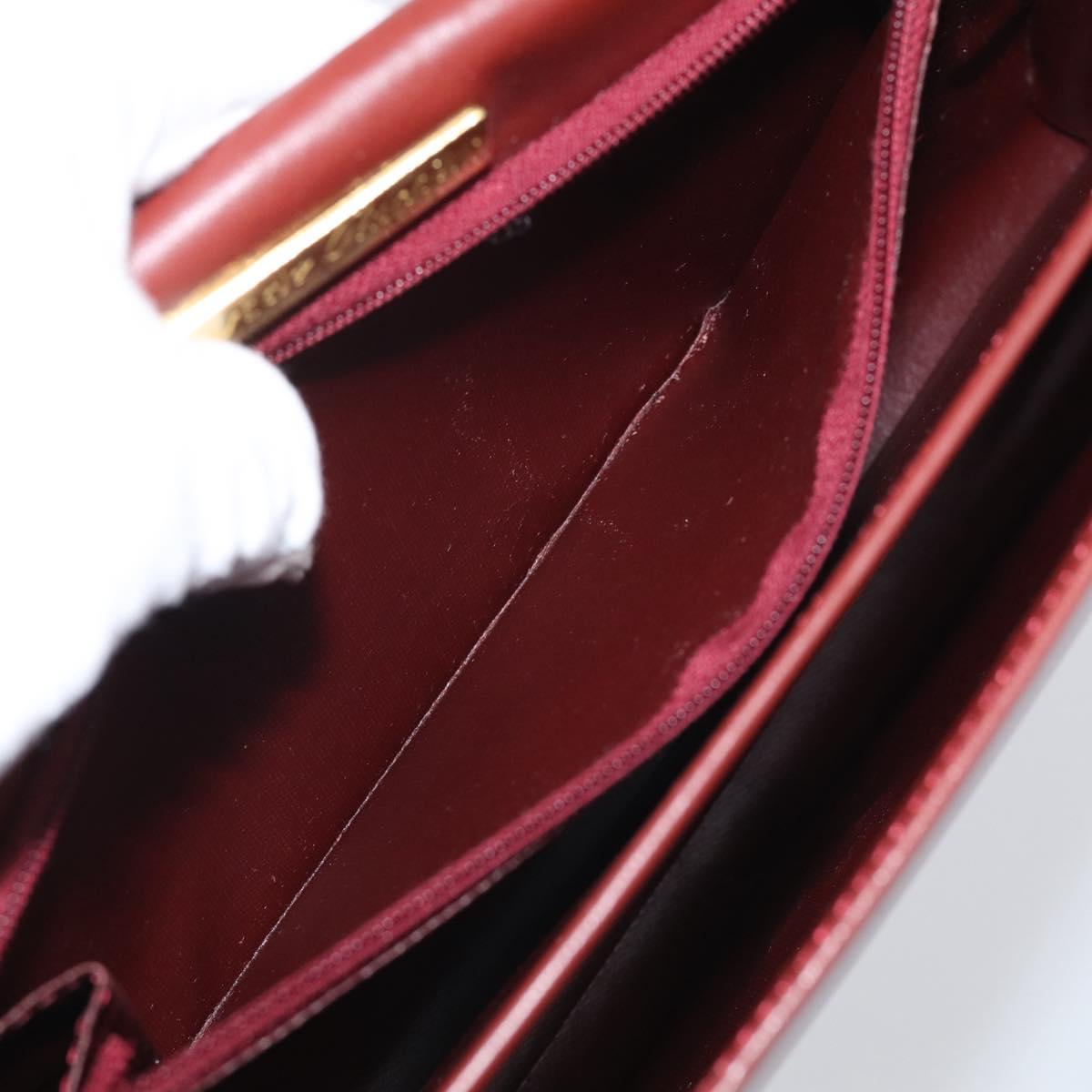Cartier Must Line Clutch Bag Leather Bordeaux Gold Auth 215191