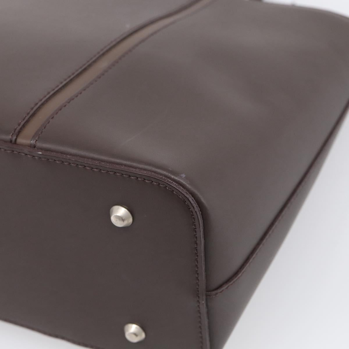BURBERRY Tote Bag Leather Brown Silver Auth 215195