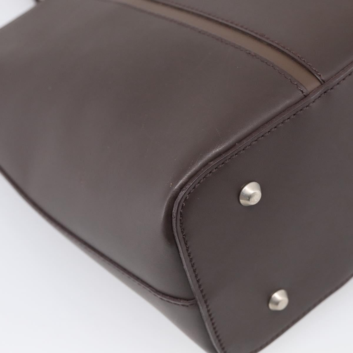 BURBERRY Tote Bag Leather Brown Silver Auth 215195