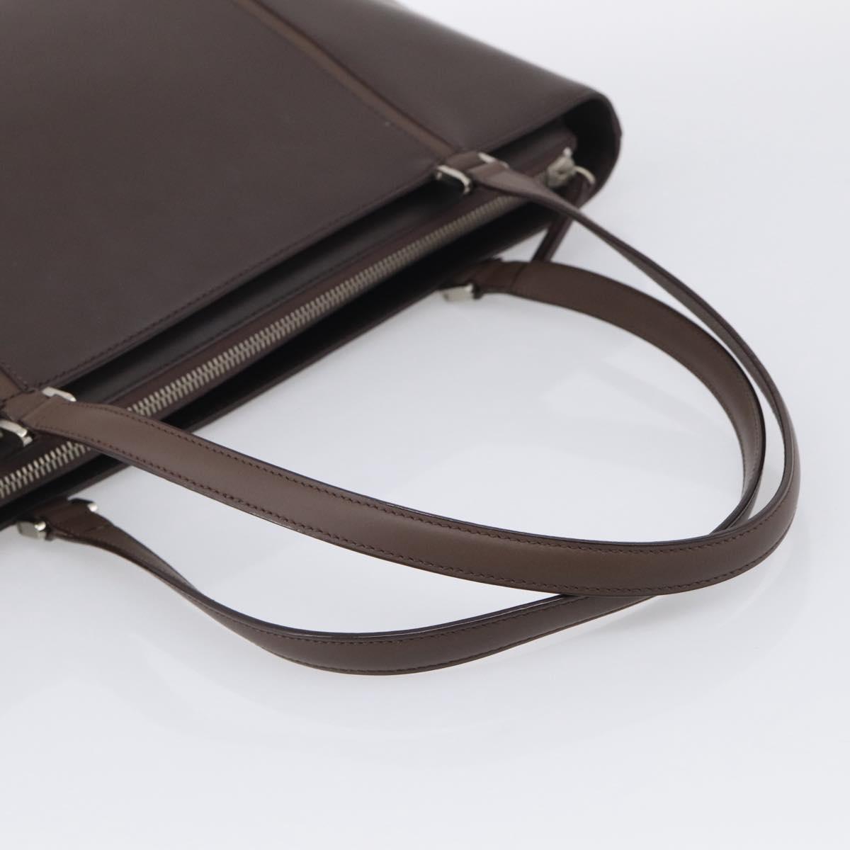 BURBERRY Tote Bag Leather Brown Silver Auth 215195