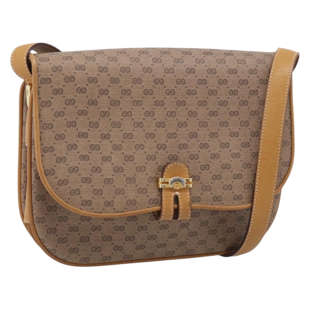 GUCCI Micro GG Supreme Shoulder Bag PVC Beige Gold 001 406 1780 Auth 215197
