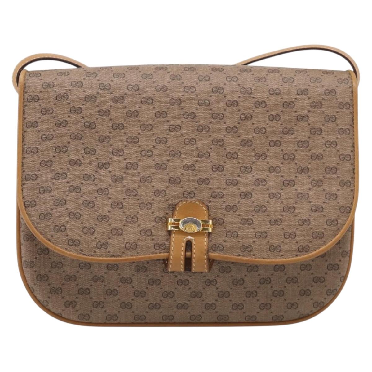 GUCCI Micro GG Supreme Shoulder Bag PVC Beige Gold 001 406 1780 Auth 215197