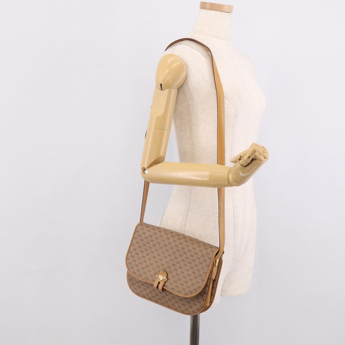 GUCCI Micro GG Supreme Shoulder Bag PVC Beige Gold 001 406 1780 Auth 215197