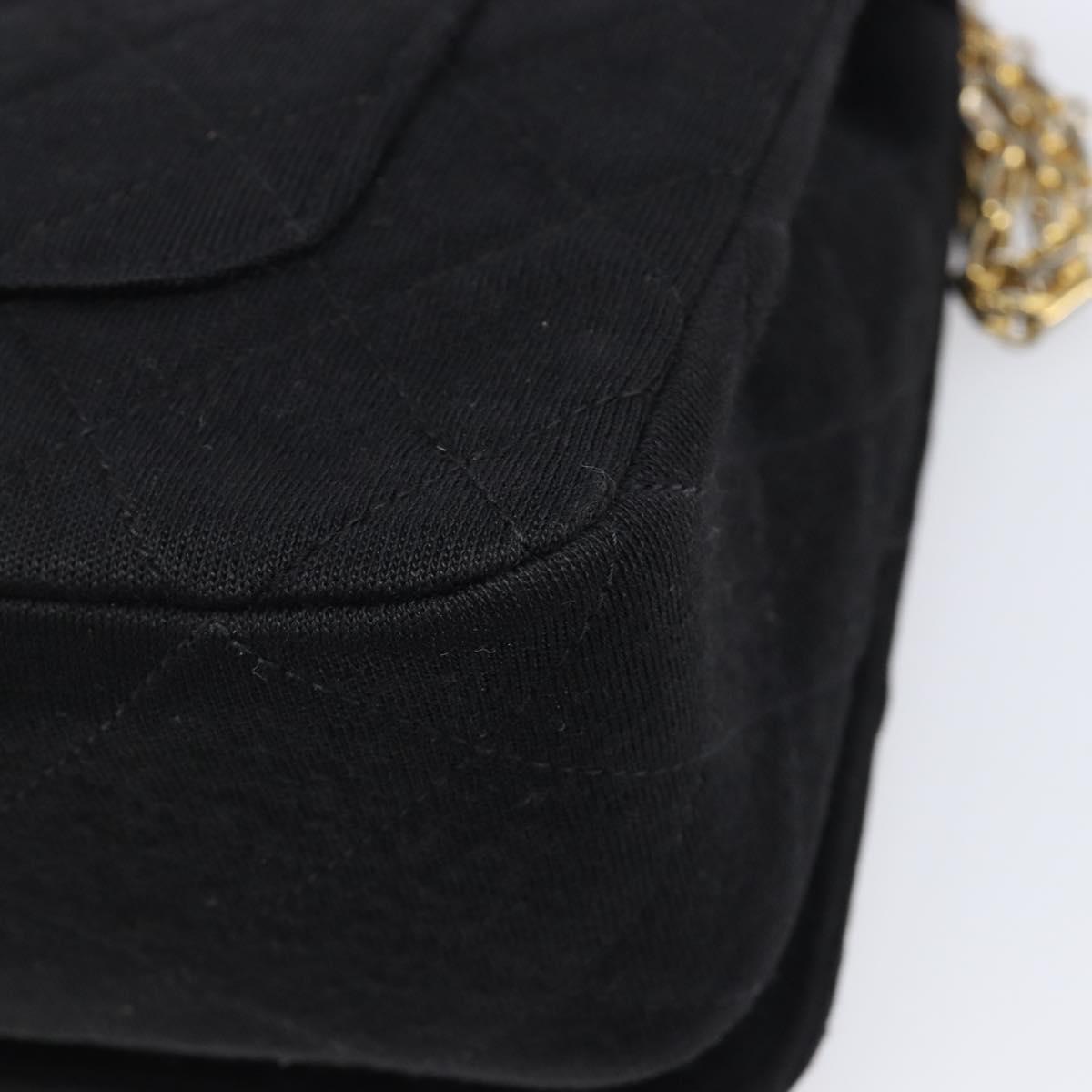 CHANEL Matelasse Chain Shoulder Bag cotton Black Gold CC Auth 215198A