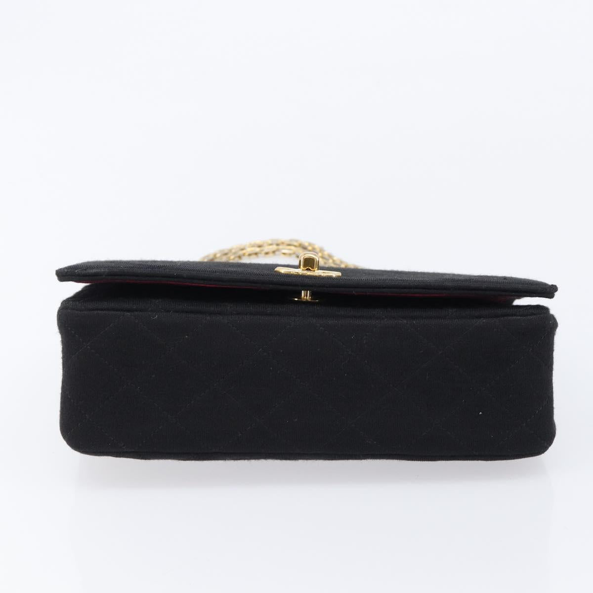 CHANEL Matelasse Chain Shoulder Bag cotton Black Gold CC Auth 215198A