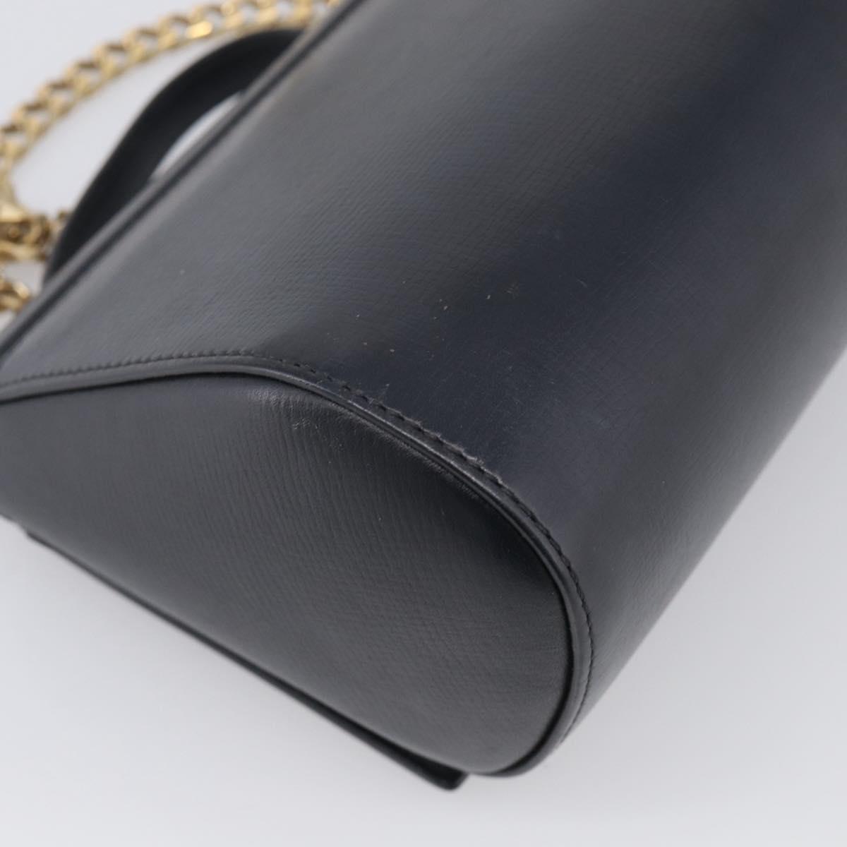 GIVENCHY Chain Pandora Box Shoulder Bag Leather 2way Black Gold Auth 215213