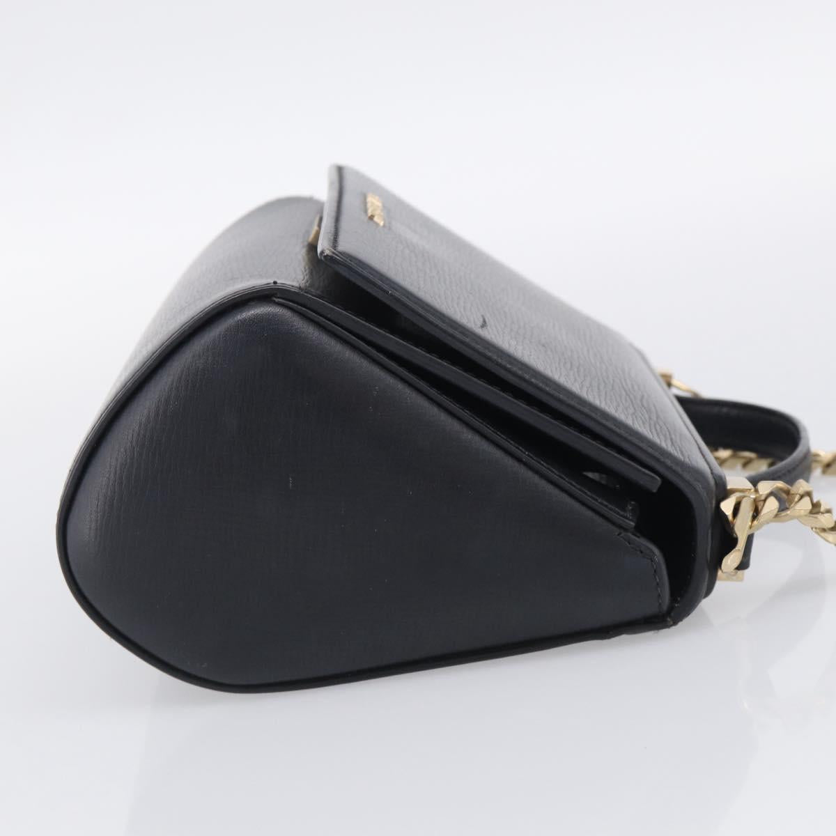 GIVENCHY Chain Pandora Box Shoulder Bag Leather 2way Black Gold Auth 215213