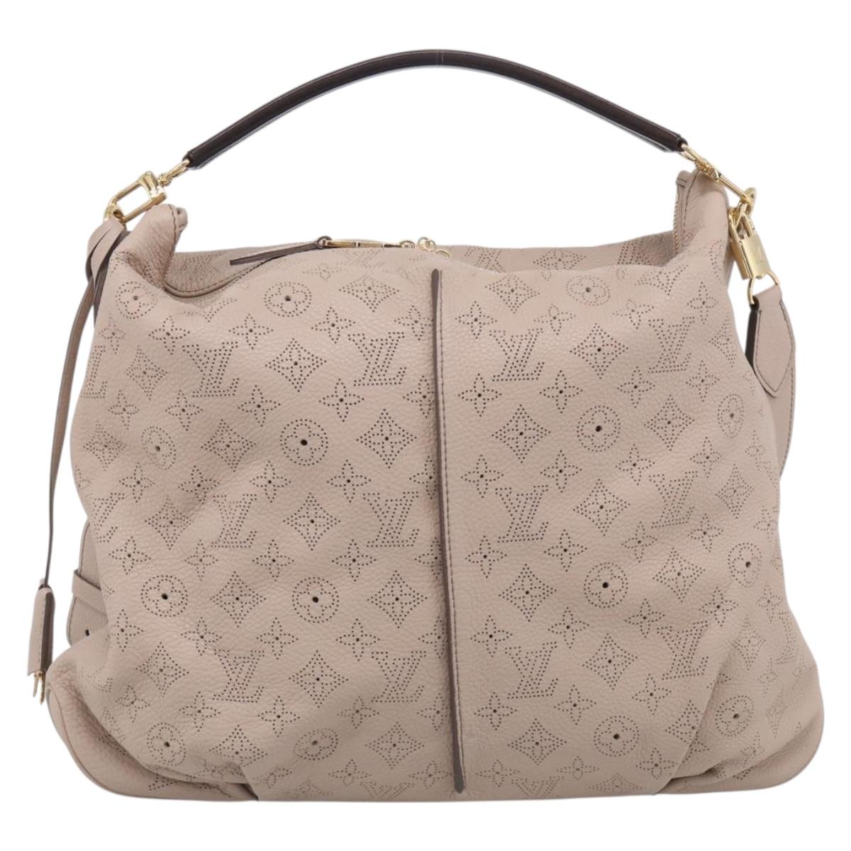 LOUIS VUITTON Mahina Selene MM Shoulder Bag Leather Beige M94275 LV Auth 215214V