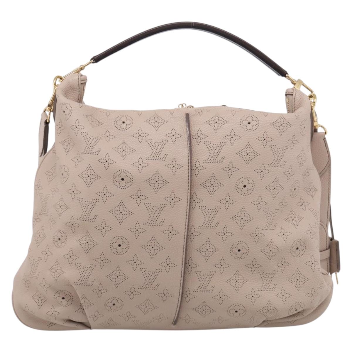 LOUIS VUITTON Mahina Selene MM Shoulder Bag Leather Beige M94275 LV Auth 215214V