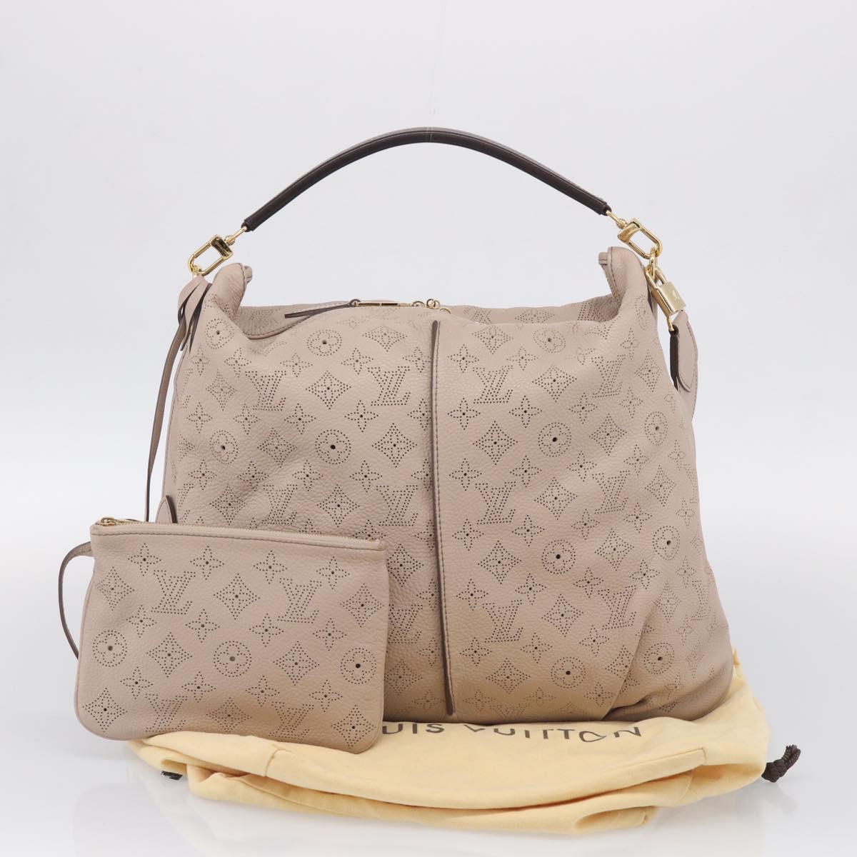 LOUIS VUITTON Mahina Selene MM Shoulder Bag Leather Beige M94275 LV Auth 215214V