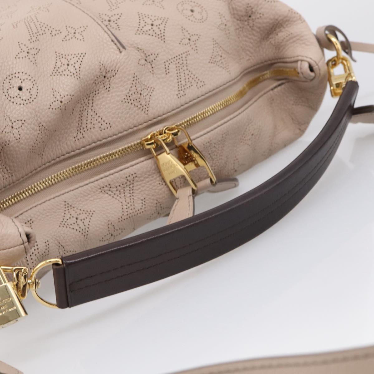 LOUIS VUITTON Mahina Selene MM Shoulder Bag Leather Beige M94275 LV Auth 215214V