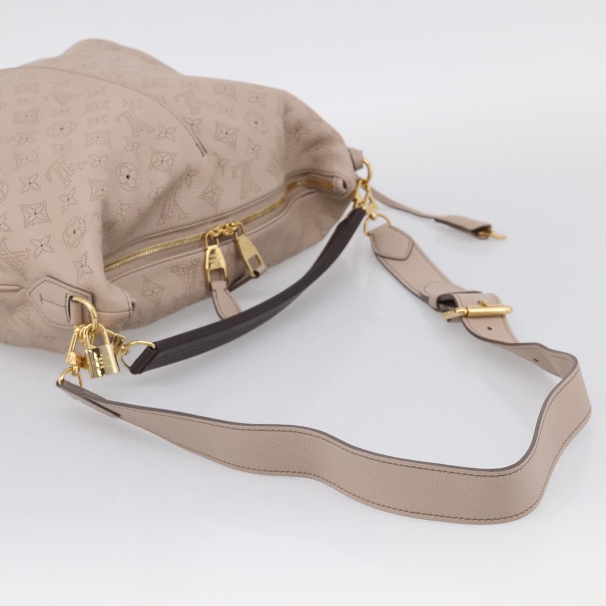 LOUIS VUITTON Mahina Selene MM Shoulder Bag Leather Beige M94275 LV Auth 215214V