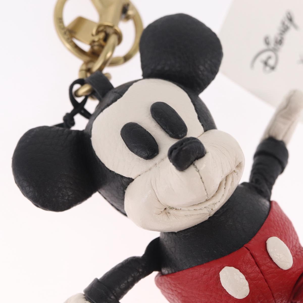 Coach Key Holder Leather Disney Collaboration Black Gold Auth 215217M
