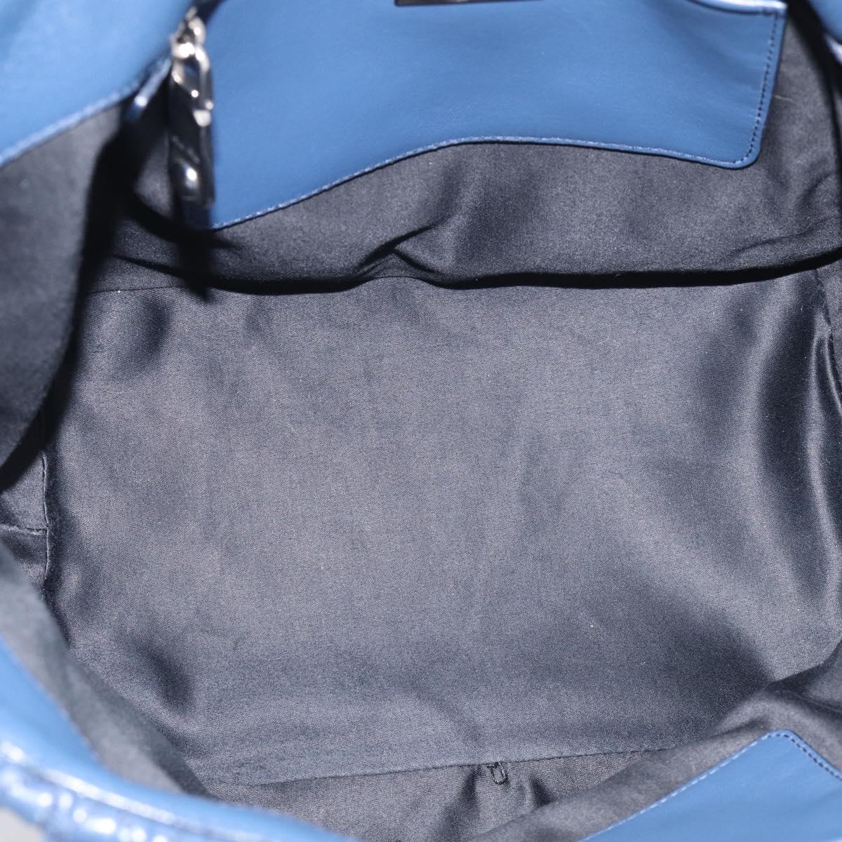 Miu Miu Matelasse Chain Shoulder Bag Leather 2way Blue Silver Auth 215358A