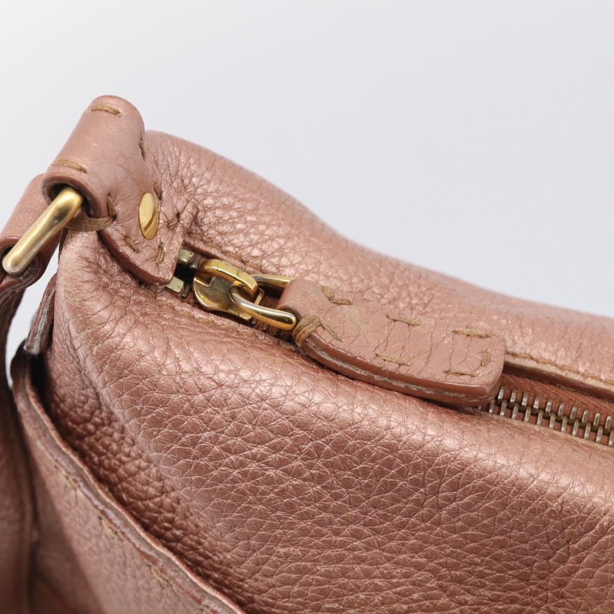 FENDI Celeria Shoulder Bag Leather Pink Gold 8BT200 Auth 215359A