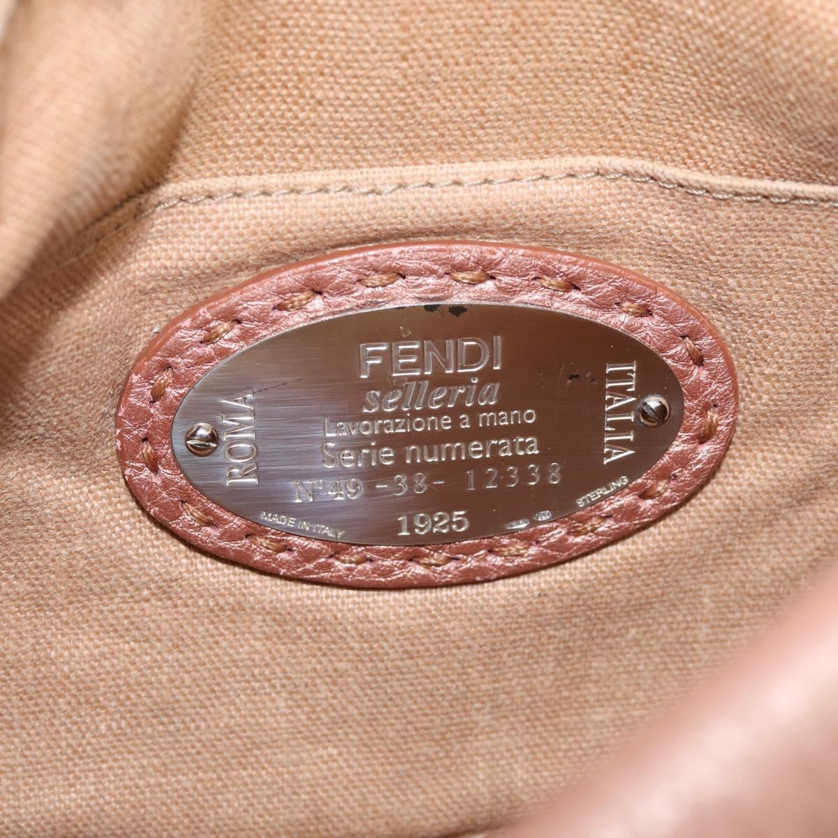 FENDI Celeria Shoulder Bag Leather Pink Gold 8BT200 Auth 215359A