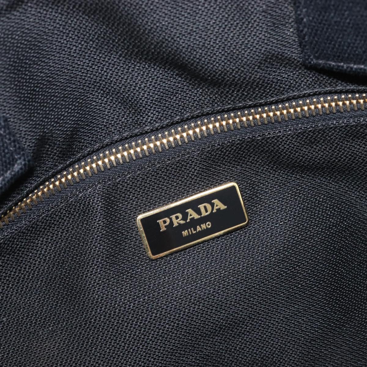 PRADA Canapa Hand Bag Canvas Green Gold Auth 215362A