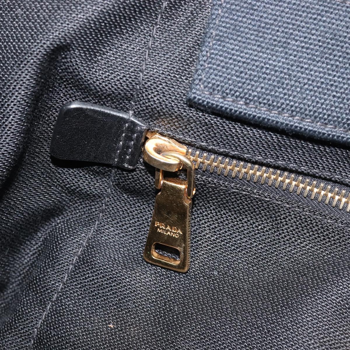 PRADA Canapa Hand Bag Canvas Green Gold Auth 215362A