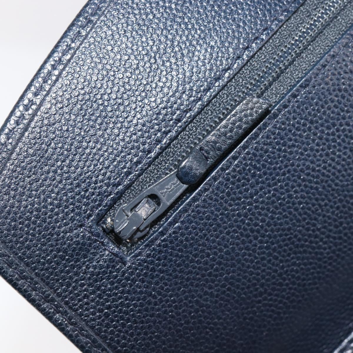 CHANEL Chain Shoulder Wallet Bag Caviar Skin Navy Silver CC Auth 215363V