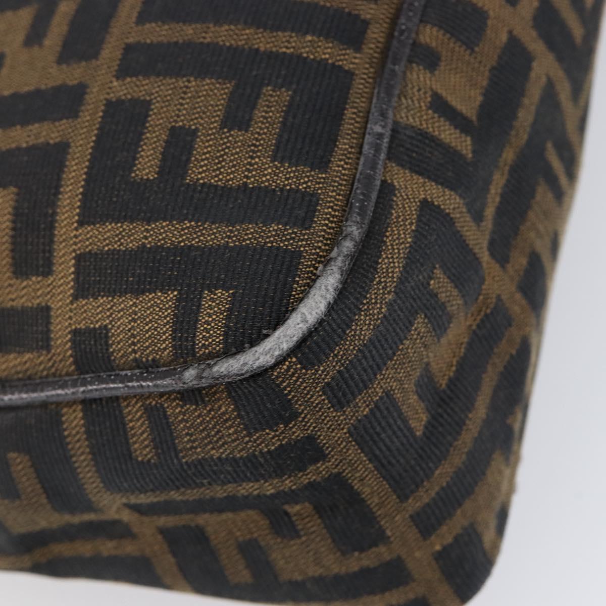 FENDI Zucca Canvas Shoulder Bag Brown Black Auth 215364