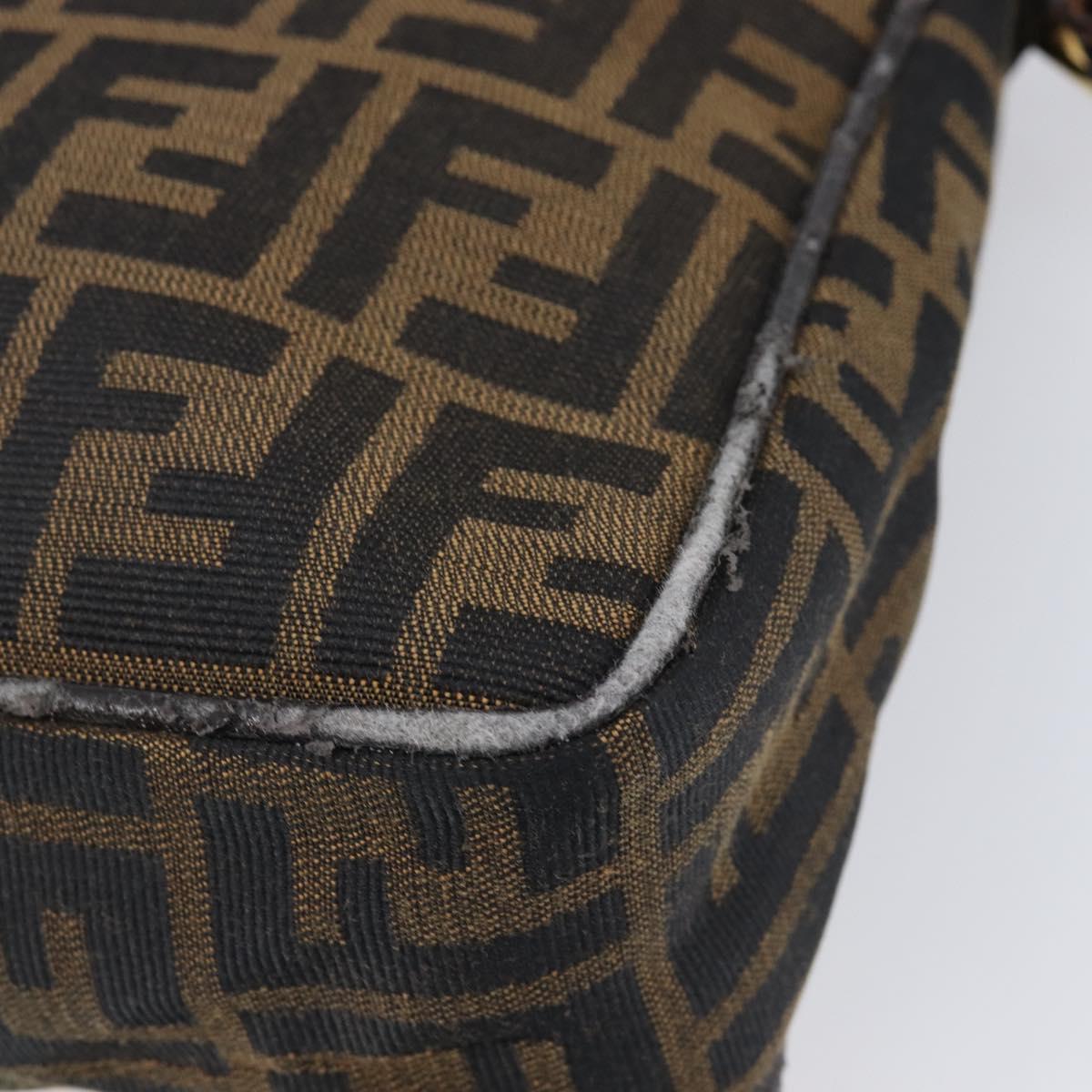 FENDI Zucca Canvas Shoulder Bag Brown Black Auth 215364