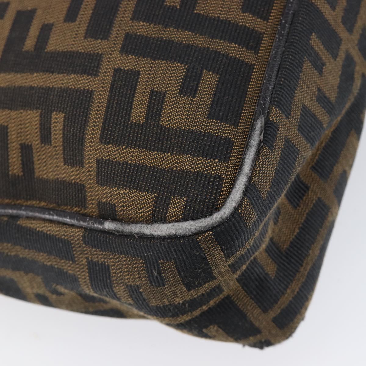 FENDI Zucca Canvas Shoulder Bag Brown Black Auth 215364